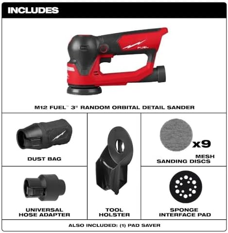 2535-20 Cordless Random Orbital Detail Sander for Milwaukee M12 FUEL 12V 3" Random Orbital Detail Sander - Bare Tool
