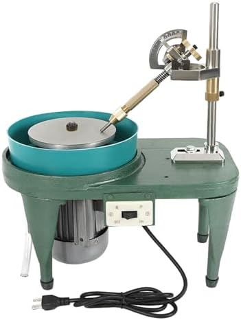Gemstone Facer 2800RPM Gemstone Grinder Gemstone Grinder Polisher Polishing Machine Robotic Milling Tool Gemstone Cutting Tool 180W with 6-inch Polishing Disc (Green)