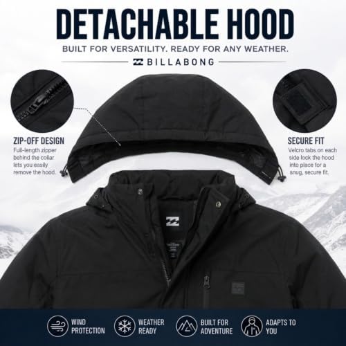 Billabong Ski Jacket Men - Waterproof Shell, Hooded Warm Winter Snow Coat
