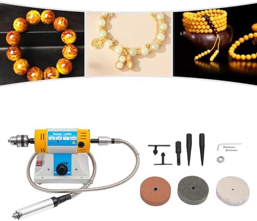 Jewelry Polisher, Bench Buffer Polishing Machine with Accessories, Multi-Function Benchtop Polisher Grinder, 110V Jewelry Polisher for Jewelry, Wood, Dental, Amber, Metal, Jade