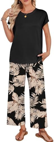 WIHOLL Two Piece Sets for Women Summer Spring Outfits Lounge Sets Beach Vacation Clothes Airport Travel Matching Clothing