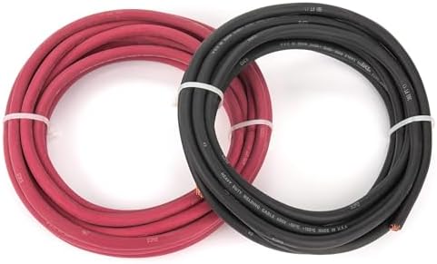 EWCS 1/0 Gauge Premium Welding Cable Black + Red Combo Pack - 20 Feet of Each - Made in USA