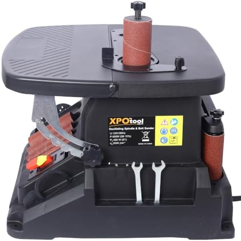 Vertical Oscillating Spindle Sander & Belt Sander, Luxebough 2 in 1 Combination Woodworking Machine, 500W Motor with Tilting Table, 5 Sanding Sleeves & 4x24" Belt, Bench Sanders for Woodworking