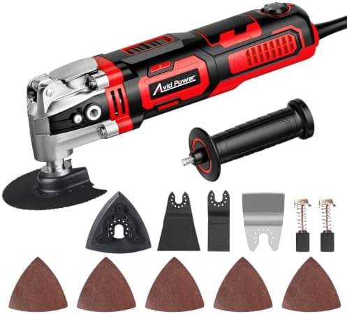 AVID POWER Oscillating Tool, 3.5-Amp Oscillating Multi Tool with 4.5° Oscillation Angle, 6 Variable Speeds and 11 pcs Saw Accessories, Auxiliary Handle