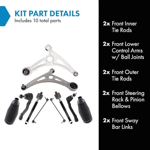 TRQ Front Steering & Suspension Kit Control Arm with Ball Joint Steering