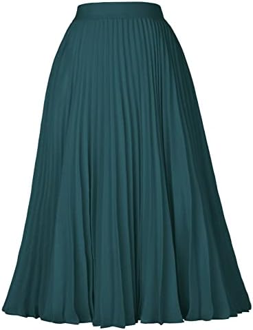 GRACE KARIN Pleated Midi Skirt for Women Chiffon A-Line Outfits