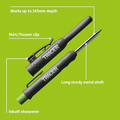 Tracer Mechanical Carpenter Pencils Set with Replacement Lead (6 Pack) - Construction Pencil with Site Holster - All In One Marking Kit for Carpenter Tools Contractor Pencils - AMK1