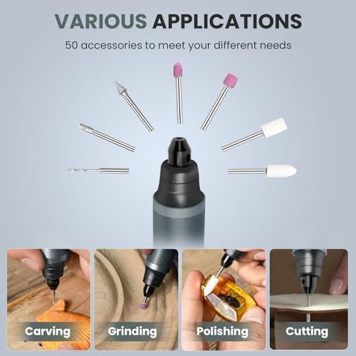 Tarlido Electric Engraving Pen, Mini Cordless Rotary Tools, USB-C Rechargeable Etching Pen, 4V/1200mAh DIY Engraver Machine for Metal, Wood, Glass, Plastic,2 Stencils, Dark Grey
