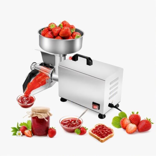 Electric Tomato Strainer, 450w 110v Commercial Stainless Steel Food Milling Machine Stainless Steel Tomato Press Strainer Tomatoes Milling Machine w/Filter for Make Ketchup Strawberry Sauce