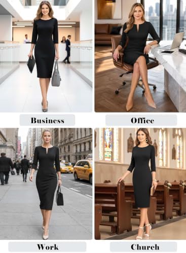 VFSHOW Womens Work Business Office Zipper Up Slim Bodycon Sheath Dress