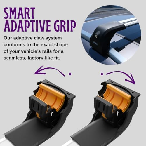 ERKUL Heavy Duty Roof Rack Cross Bars for Kia Sportage 2011-2016 | Upgraded Aero Aluminum Crossbars with Smart Clamp System | Compatible with Flush Rails - Silver
