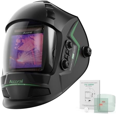 Large View Welding Helmet, 3.94 x 3.66 in, 4 Arc Sensors