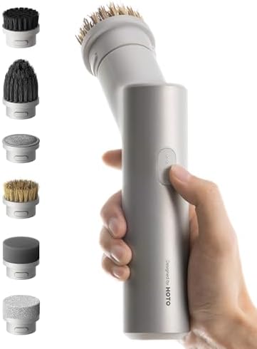HOTO 9 Pcs Replacement Pads + HOTO Handheld Short-Handle Electric Spin Scrubber