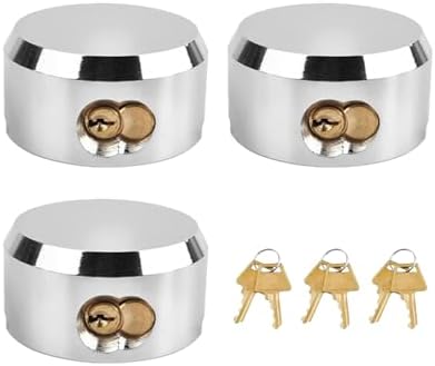 3 Pack Hidden Shackle Padlock Keyed Alike Heavy Duty Trailer Puck Silver