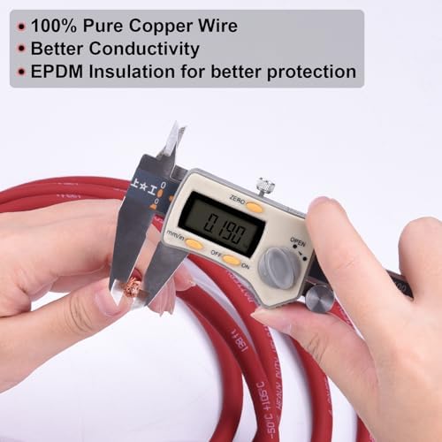 6 Gauge Battery Cable, 15FT Red + 15FT Black 6 AWG Pure Copper Wire Welding Cable, for Automotive, Battery, Solar and Generator, Standard USA OFC Wire