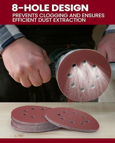 Queekay 350 Pieces 5 Inch 8 Holes Sanding Discs Round Hook and Loop Sandpaper for Random Orbital Sander 60 80 100 120 150 180 220 240 320 400 600 Grit(60 80 100 120 150 180 220 240 320 400 600 Grit)