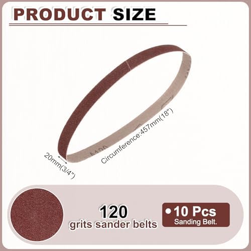 HARFINGTON 3/4 x 18 Inch Sanding Belts, 10 Pcs 120 Grit Aluminum Oxide