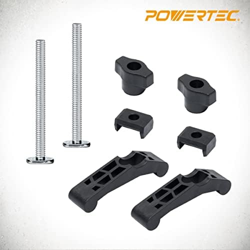 POWERTEC T-Track Hold Down Clamp with 3-1/2” T Track Bolts for CNC Machine, Table Saw Sled, Drill Press, Work Bench, T Track Accessories for woodworking, 2PK (71661)
