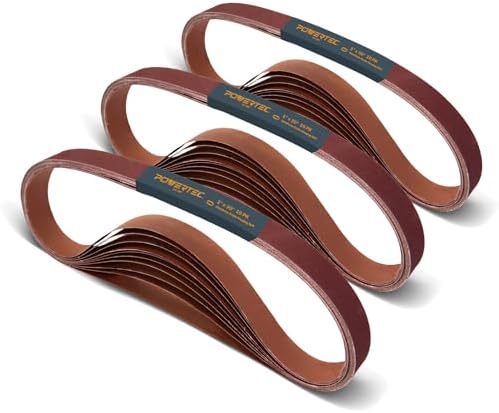 POWERTEC 1x30 Sanding Belts, 30PK, 10 Each of 120/240/400 Grits, 1 x 30 Inch Aluminum Oxide Sanding Belts for Belt Grinder, Belt and Disc Sander, Knife Sharpening, Woodworking (11127-6)