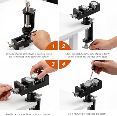 360° Rotating Bench Mount Stand for Smart Mini Fractal Vise, CNC-Machined Aluminum Base with Locking Rotation, for Woodworking, Jewelry, DIY & Model Making