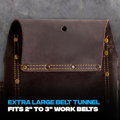 Ox Pro Full Grain Leather Tool Pouches - Made with Double Stitching and Rivet Reinforced Pockets