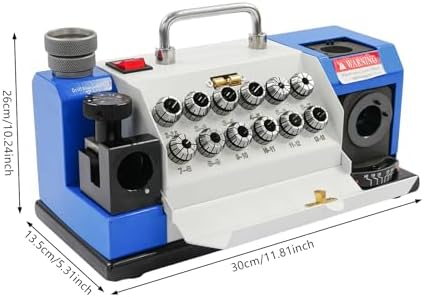 180W High-Speed Drill Bit Grinding Sharpener, Portable Electric Drill Sharpening Machine for Metal, Bench Grinder, 90–145° Twist Point Angle,12 Elastic Collets, CBN Grinding Wheel