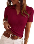 PRETTYGARDEN Women's Short Sleeve Sweater Polo Shirts