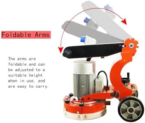Floor Grinding and Trimming Machine 220V Walk-Behind Grinder Cement Floor Polisher with 3 Grinding Discs 2.2KW Foldable Arm Ground Polishing Machine
