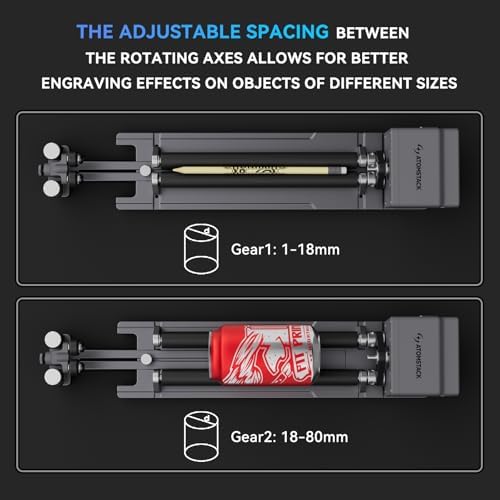 ATOMSTACK Rotary Bundle R8 Pro Rotary Chuck, Rotary Roller, 4th Axis & Y-Axis Dual Rotary Kit, For AtomStack Laser Machine, for Cylindrical & Irregular Objects (Cups, Bottles, Spheres), USB Plug Play