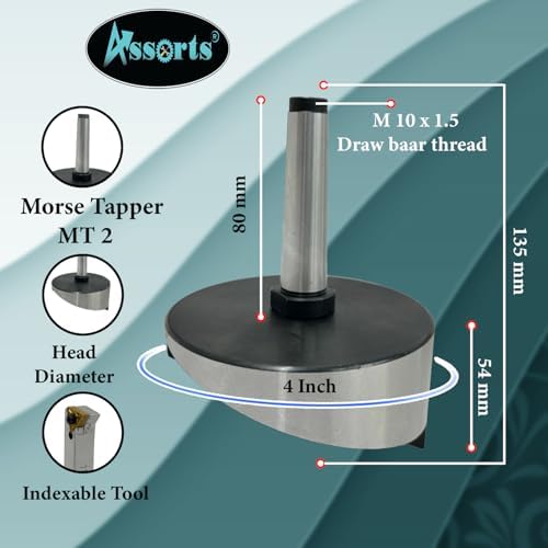 Large head size 4" Inch/ 100 mm diameter Fly cutter with Carbide Indexable tip facing tool (Morse Taper 2MT)