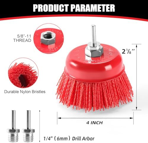 POLIWELL 4 Inch Nylon Filament Brush 5 Pack Abrasive Bristle