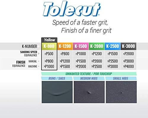 Tolecut PSA 8-Cut Block Sanding Sheets, Yellow K-800, 191-1527, 25 Sheets