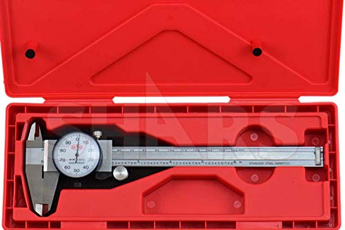 Shars Precision Stainless Steel Shock Proof Dial Caliper 0-6" w/Metric Scales, .001" Graduation 303-1305D P