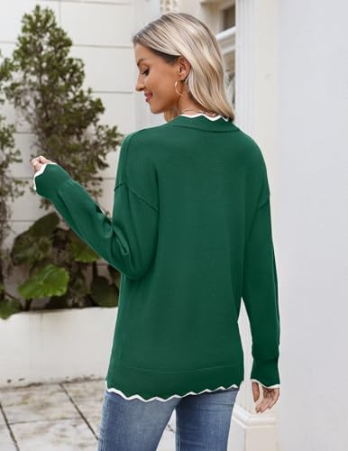 Zeagoo Women's 2026 Fall V Neck Sweater Long Sleeve Lightweight Knit Tops