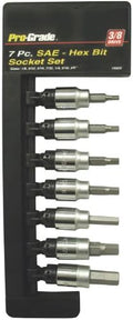 Prograde 7 PC. 3/8" DR. HEX BIT SOCKET SET, SAE,3/8" Hex SAE 7pc,19029