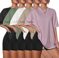 Kinglaman 5 Pack Womens Oversized T Shirts Workout Short Sleeve Summer Tops