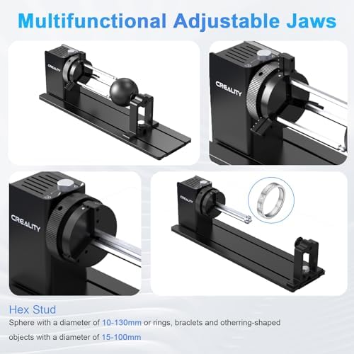 Creality Laser Rotary Roller, Y-axis Rotary Chuck for Falcon Engraver, Rotary Kit Pro with 3 in 1 Jaw and Module Suitable for Engraving Cylindrical Objects,Wine Glass, Tumbler, Ring,Ball and etc
