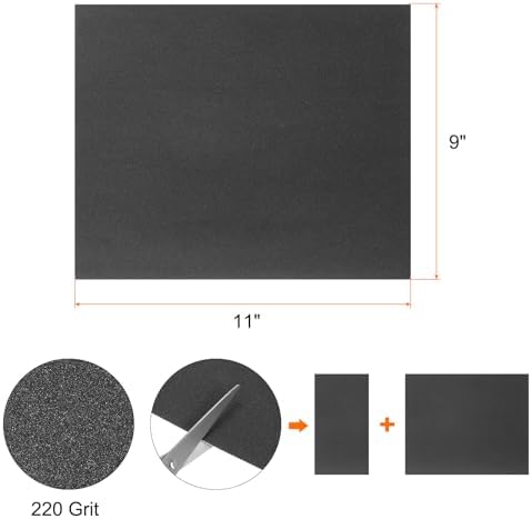 HARFINGTON 100pcs Sandpaper 220 Grit 9 x 11 Inch Waterproof Backing Silicon Carbide Abrasive Wet Dry Sanding Sheets for Wood Finishing, Metal Sanding, Automotive Polishing