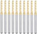 uxcell 10Pcs 2mm Titanium Coat Carbide End Mill Engraving Milling Cutter CNC Router Bits for PCB Machine, 1/8" Shank