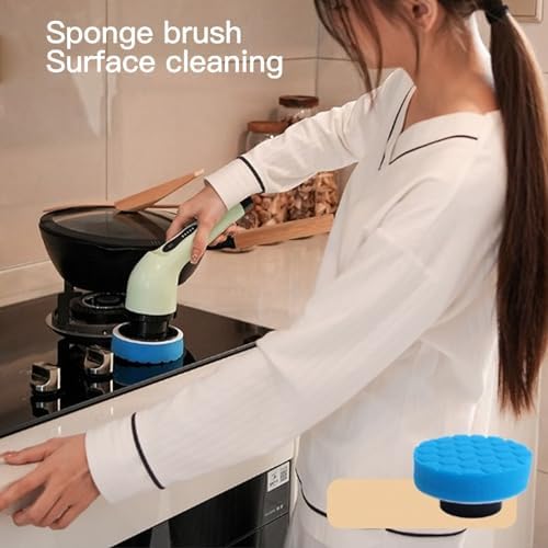 Luocute Electric Spin Scrubber, Waterproofing Cordless Cleanings Brush Scrubber for Home, 9 Replaceable Brush Heads for Bathroom Shower Bathtub Glass Car for Bathtub Window
