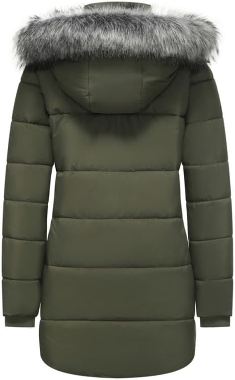GGleaf Women's Winter Puffer Coat with Removable Fur Hood Warm Snow Jacket
