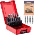 10 PCS 1/4" Shank Tungsten Carbide Burr Set Double Cut for Metal Grinding, Deburring Die Grinder Bits Fit Dewalt Milwaukee Die Grinders Accessories 4PC Screw Extractor Set
