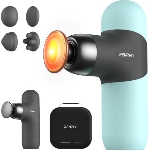 RENPHO Mini Thermal Massage Gun with Heat, Color Silicone Casing, 4 Speeds