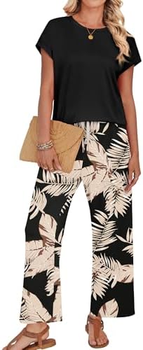 WIHOLL Two Piece Sets for Women Summer Spring Outfits Lounge Sets Beach Vacation Clothes Airport Travel Matching Clothing