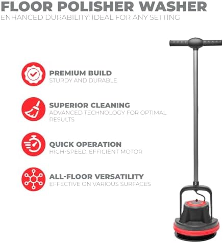 XtremepowerUS 10" Heavy Duty Single Pad Commercial Polisher Orbiter Hard Floor Polisher Cleaner Machine, Wide Cleaning Path Floor Cleaning, 39ft Cord