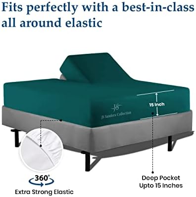 JS Sanders Collection Split Head Sheet Set Cal. King Size,Teal