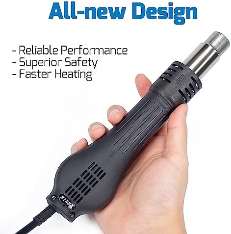 WEP 858D Hot Air Rework Soldering Station with Temperature Control, Adjustable Air Volume, Digital Display for SMD Soldering with 4 Extra Hot Air Nozzles