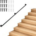 7FT Metal Staircase Hand Rail, Wall-Mounted Industrial Pipe Stair Handrail | Black Galvanized Iron Handrails for Garage, Porch, Toilet, Yard and Garden, Vintage Railing for Outdoor Indoor Stairs