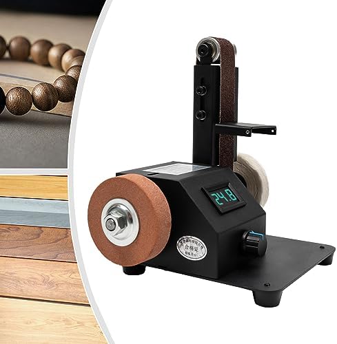 350W Electric Mini Belt Sander DIY Electric Belt Sander for Knife Making Upgrade Knife Sharpening Belt Sander with 10PCS Abrasive Belt for Wood Metal Knife