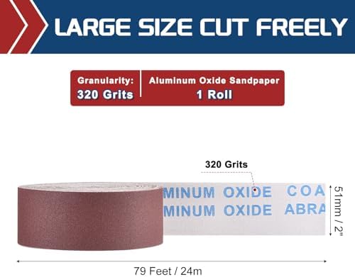 Sandpaper Roll 2Inch 79FT 320Grit Aluminum Oxide Emery Cloth Roll